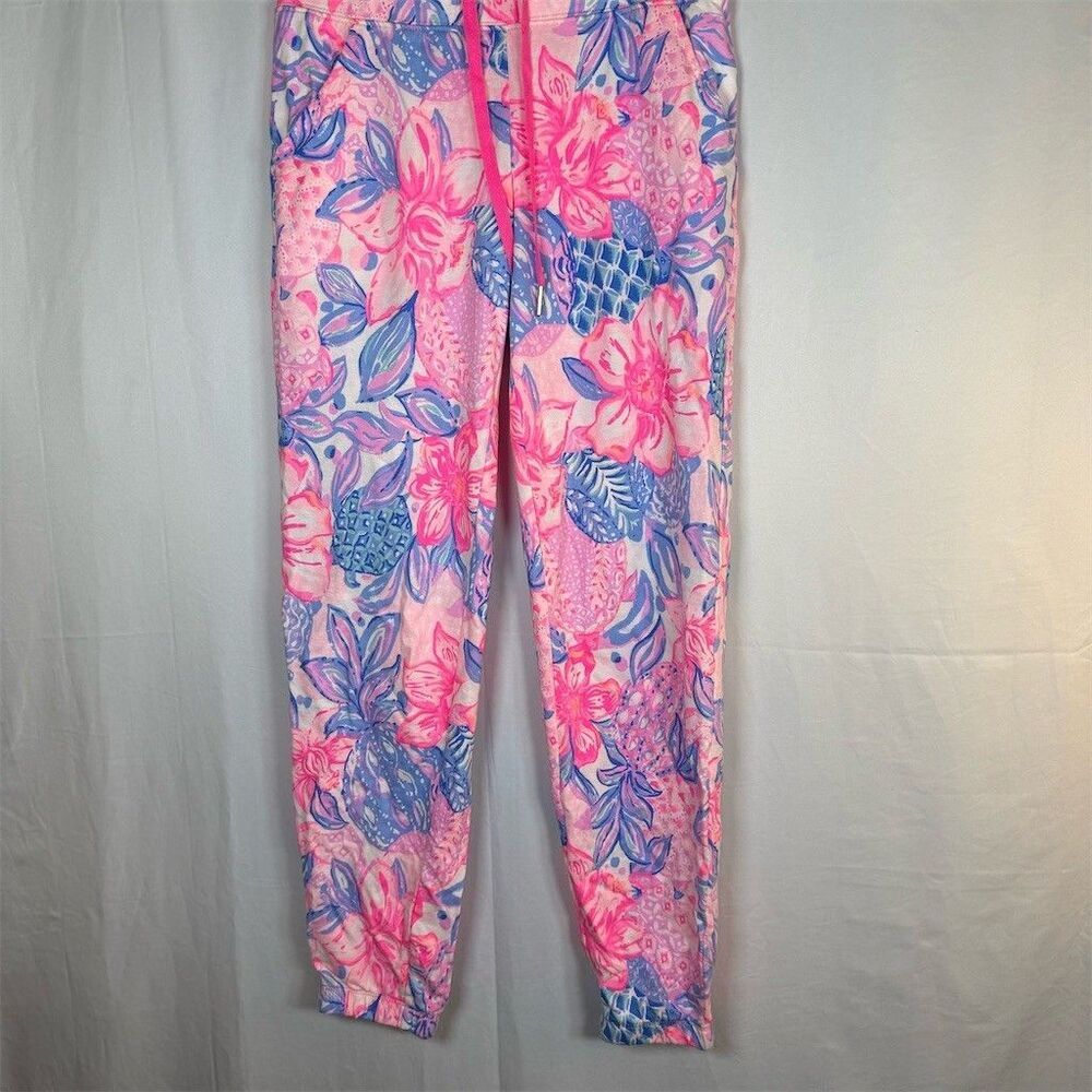 Lilly Pulitzer Luxletic Jogger Pants Womens Size XS Pink Blue Floral